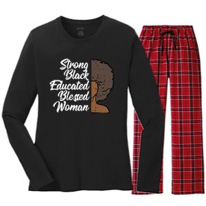 Melanins For Wo Strong Educated Blessed Black Pride Women's Long Sleeve Flannel Pajama Set 