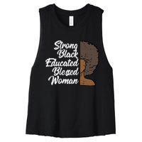 Melanins For Wo Strong Educated Blessed Black Pride Women's Racerback Cropped Tank