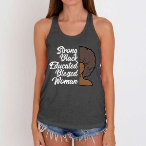 Melanins For Wo Strong Educated Blessed Black Pride Women's Knotted Racerback Tank