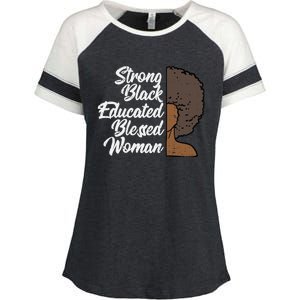 Melanins For Wo Strong Educated Blessed Black Pride Enza Ladies Jersey Colorblock Tee