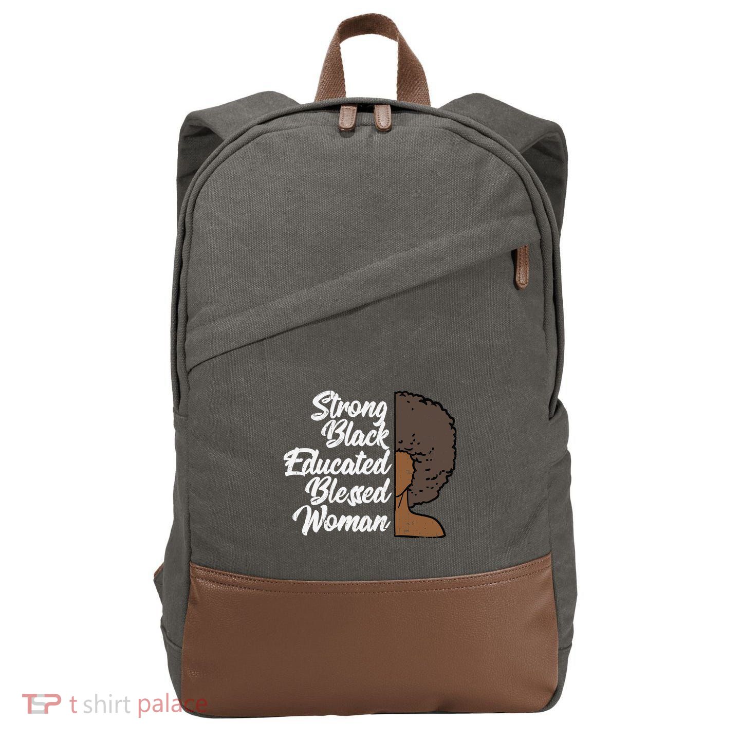 Melanins For Wo Strong Educated Blessed Black Pride Cotton Canvas Backpack
