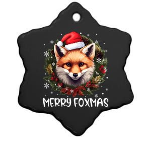 Merry Foxmas Xmas Decoration Santa Fox Christmas Cute Gift Ceramic Star Ornament