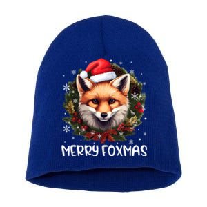 Merry Foxmas Xmas Decoration Santa Fox Christmas Cute Gift Short Acrylic Beanie