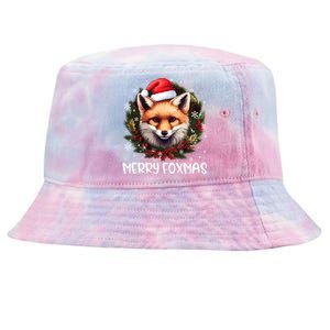 Merry Foxmas Xmas Decoration Santa Fox Christmas Cute Gift Tie-Dyed Bucket Hat