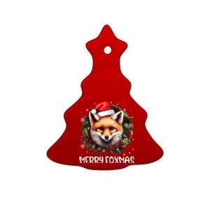 Merry Foxmas Xmas Decoration Santa Fox Christmas Cute Gift Ceramic Tree Ornament