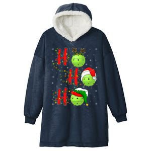 Matching Family Xmas Santa Ho Ho Ho Pickleball Christmas Gift Hooded Wearable Blanket