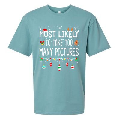 Matching Family Xmas Most Likely To Take Too Y Pictures Gift Sueded Cloud Jersey T-Shirt