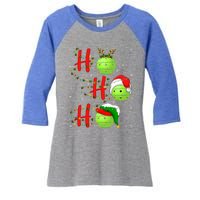 Matching Family Xmas Santa Ho Ho Ho Pickleball Christmas Gift Women's Tri-Blend 3/4-Sleeve Raglan Shirt