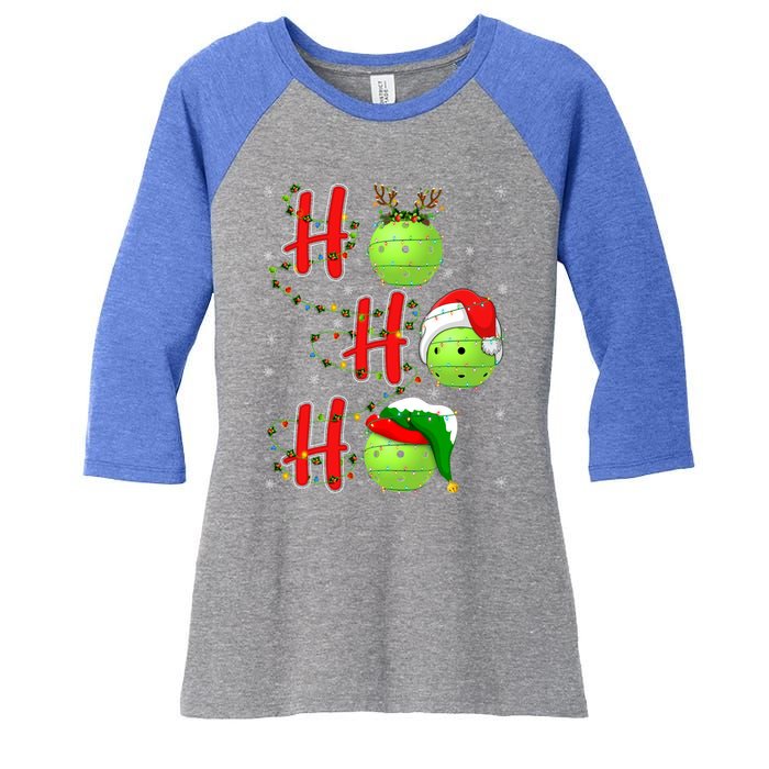 Matching Family Xmas Santa Ho Ho Ho Pickleball Christmas Gift Women's Tri-Blend 3/4-Sleeve Raglan Shirt