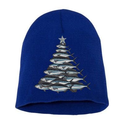 Merry Fishmas Xmas Fishing For Fisher Christmas Fun Gift Short Acrylic Beanie