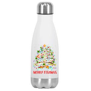 Merry Fishmas Xmas Merry Fishmas Christmas Tree Gift Stainless Steel Insulated Water Bottle