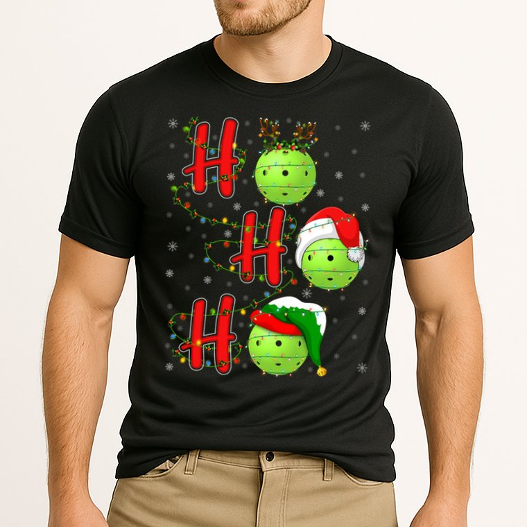 Matching Family Xmas Santa Ho Ho Ho Pickleball Christmas Cooling Performance Crew T-Shirt