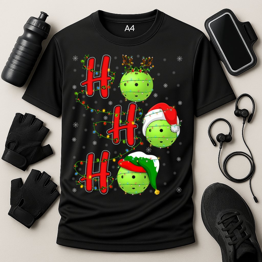 Matching Family Xmas Santa Ho Ho Ho Pickleball Christmas Cooling Performance Crew T-Shirt