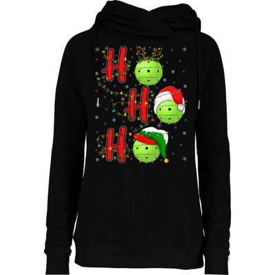 Matching Family Xmas Santa Ho Ho Ho Pickleball Christmas Womens Funnel Neck Pullover Hood