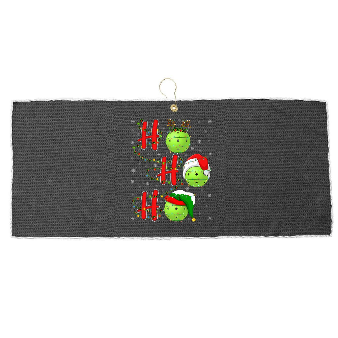Matching Family Xmas Santa Ho Ho Ho Pickleball Christmas Large Microfiber Waffle Golf Towel