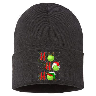 Matching Family Xmas Santa Ho Ho Ho Pickleball Christmas Sustainable Knit Beanie