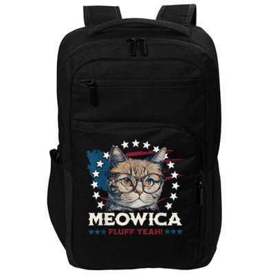 Meowica Fluff Yeah Funny Patriotic Cat 4th of July  Wo Impact Tech Backpack