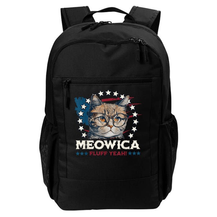 Meowica Fluff Yeah Funny Patriotic Cat 4th of July  Wo Daily Commute Backpack