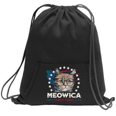 Meowica Fluff Yeah Funny Patriotic Cat 4th of July  Wo Sweatshirt Cinch Pack Bag