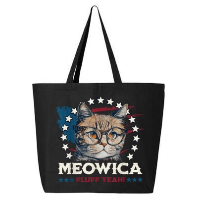 Meowica Fluff Yeah Funny Patriotic Cat 4th of July  Wo 25L Jumbo Tote