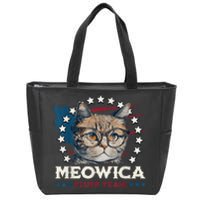 Meowica Fluff Yeah Funny Patriotic Cat 4th of July  Wo Zip Tote Bag