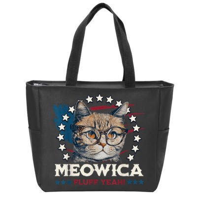 Meowica Fluff Yeah Funny Patriotic Cat 4th of July  Wo Zip Tote Bag