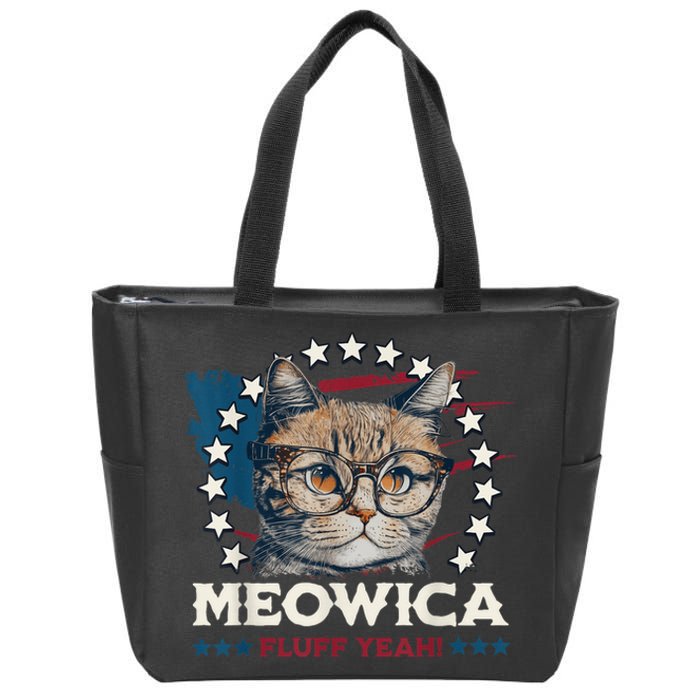 Meowica Fluff Yeah Funny Patriotic Cat 4th of July  Wo Zip Tote Bag