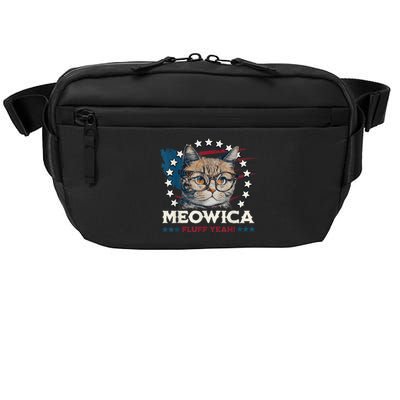 Meowica Fluff Yeah Funny Patriotic Cat 4th of July  Wo Crossbody Pack