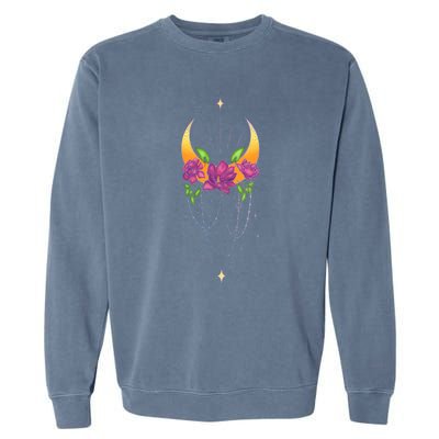 Moon Flower Yoga Spiritual Occult And Magic Gift Garment-Dyed Sweatshirt