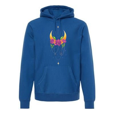 Moon Flower Yoga Spiritual Occult And Magic Gift Premium Hoodie