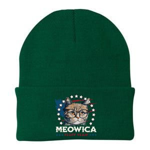 Meowica Fluff Yeah Funny Patriotic Cat 4th of July Knit Cap Winter Beanie