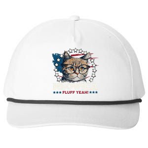 Meowica Fluff Yeah Funny Patriotic Cat 4th of July Snapback Five-Panel Rope Hat