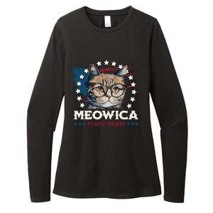 Meowica Fluff Yeah Funny Patriotic Cat 4th of July Womens CVC Long Sleeve Shirt