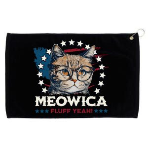 Meowica Fluff Yeah Funny Patriotic Cat 4th of July Grommeted Golf Towel