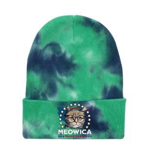 Meowica Fluff Yeah Funny Patriotic Cat 4th of July Tie Dye 12in Knit Beanie