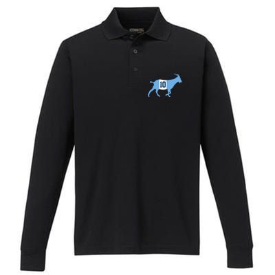 Messi Goat #10 Argentina Soccer Performance Long Sleeve Polo