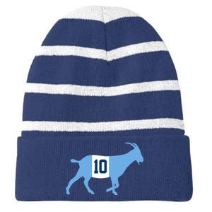 Messi Goat #10 Argentina Soccer Striped Beanie with Solid Band