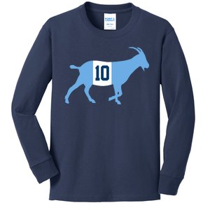 Messi Goat #10 Argentina Soccer Kids Long Sleeve Shirt