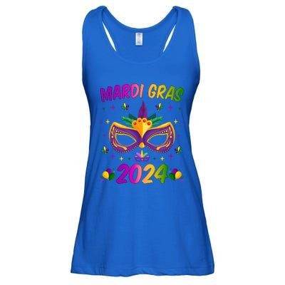 Mardi Gras 2024 Funny Mardi Gras Mask Costume Ladies Essential Flowy Tank