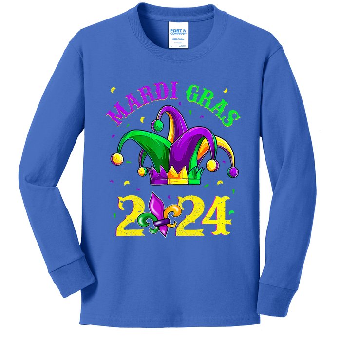 Mardi Gras 2024 Jester Costume Kids Long Sleeve Shirt