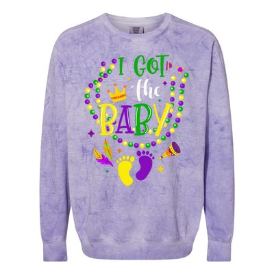 Mardi Gras 2024 I Got The Baby Pregnancy Announcement Colorblast Crewneck Sweatshirt