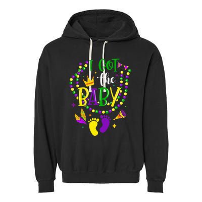 Mardi Gras 2024 I Got The Baby Pregnancy Announcement Garment-Dyed Fleece Hoodie