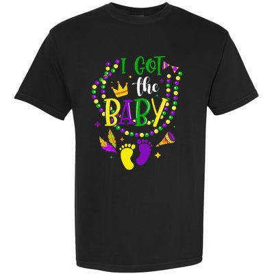 Mardi Gras 2024 I Got The Baby Pregnancy Announcement Garment-Dyed Heavyweight T-Shirt