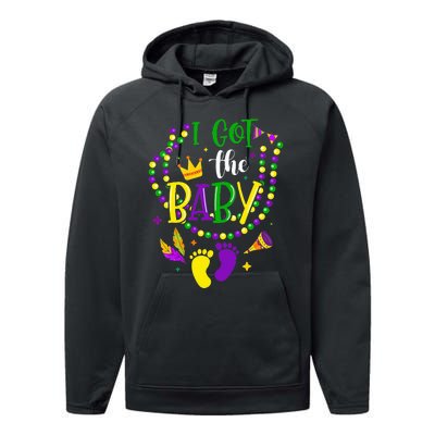 Mardi Gras 2024 I Got The Baby Pregnancy Announcement Performance Fleece Hoodie