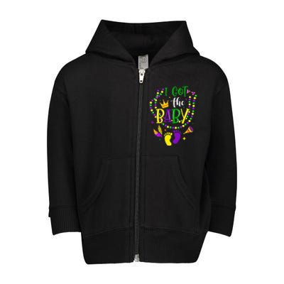 Mardi Gras 2024 I Got The Baby Pregnancy Announcement Toddler Zip Fleece Hoodie