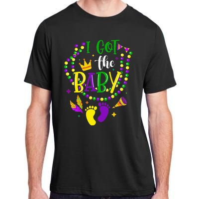 Mardi Gras 2024 I Got The Baby Pregnancy Announcement Adult ChromaSoft Performance T-Shirt