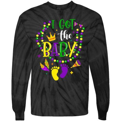 Mardi Gras 2024 I Got The Baby Pregnancy Announcement Tie-Dye Long Sleeve Shirt