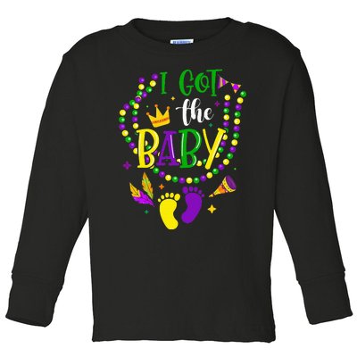 Mardi Gras 2024 I Got The Baby Pregnancy Announcement Toddler Long Sleeve Shirt