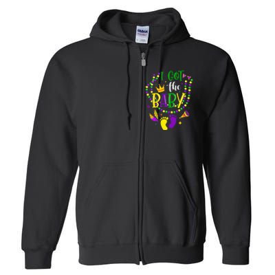 Mardi Gras 2024 I Got The Baby Pregnancy Announcement Full Zip Hoodie