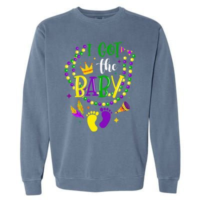 Mardi Gras 2024 I Got The Baby Pregnancy Announcement Garment-Dyed Sweatshirt